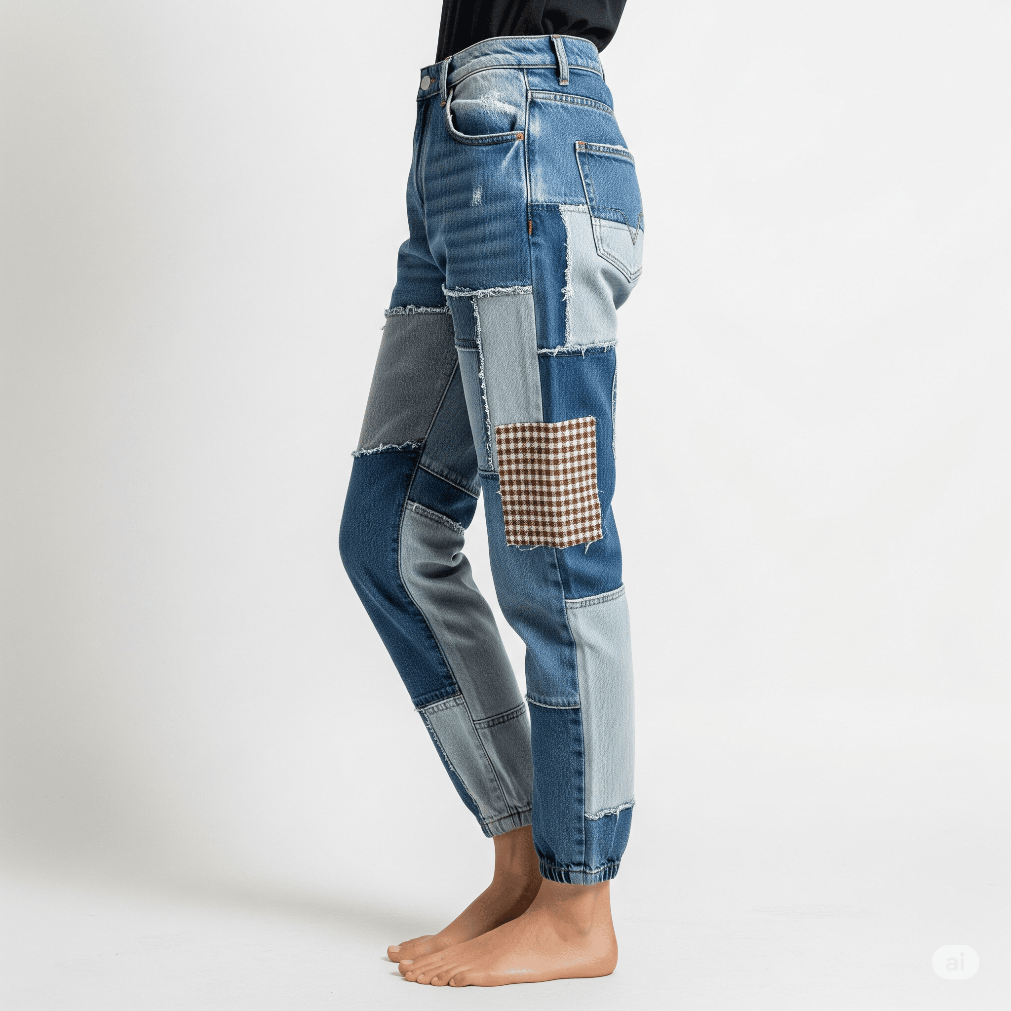 Recycled Denim Patchwork Joggers