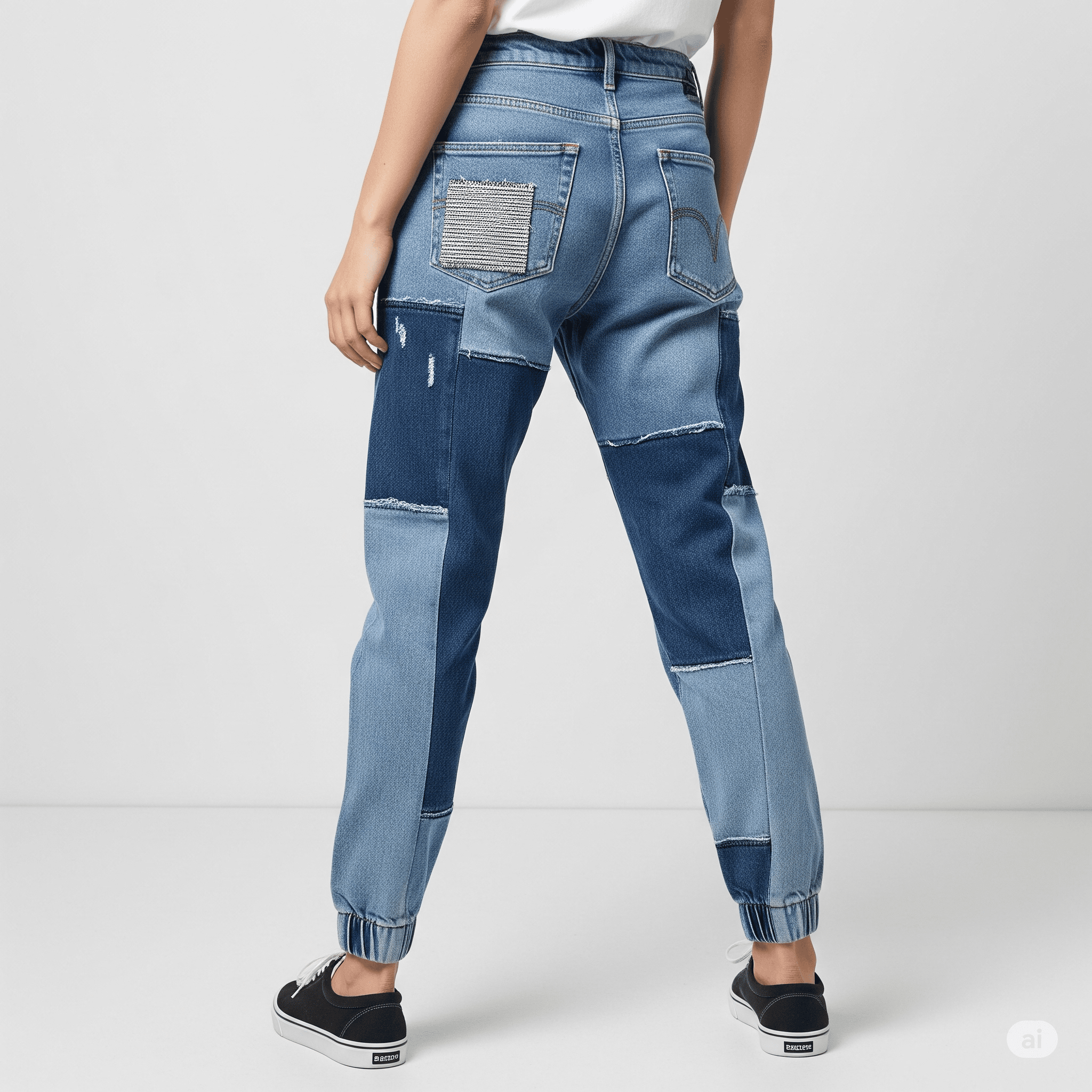 Recycled Denim Patchwork Joggers